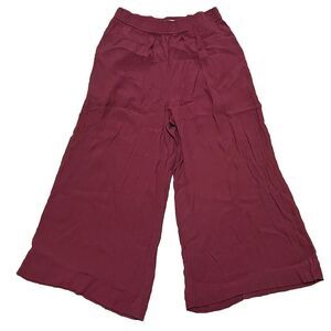 Madewell Style F2378 Pull‎ On Crepe Wide-Leg Cropped Wine Size Medium Pants